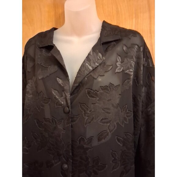 Victorias Secret Gold Label Womens Black Floral Sheer Pajamas Set XL Vintage - Picture 3 of 8